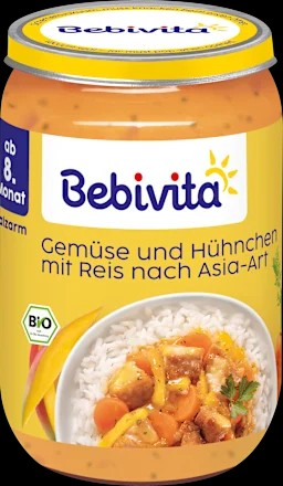 Menü Gemüse-Reis mit Hühnchen nach asiatischer Art, ab dem 8. Monat, 220 g